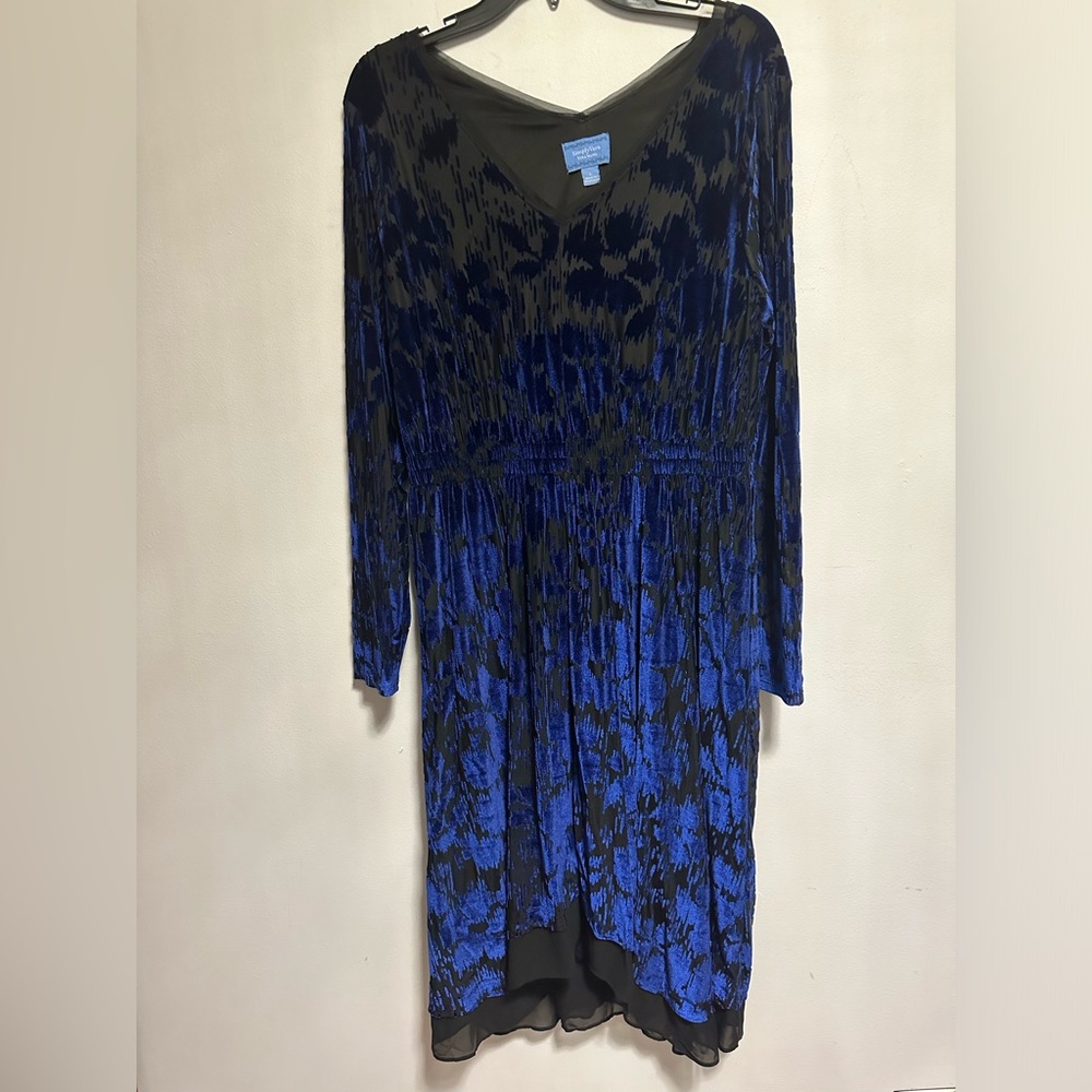Vintage Simply Vera Wang Sapphire and Black Velvet Dress, Sz L